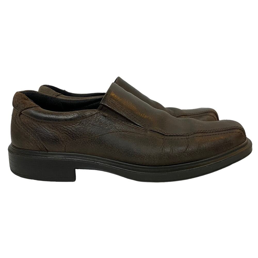 Ecco Brown Leather Square Toe Loafer Shoes EU 42 US 8-8.5